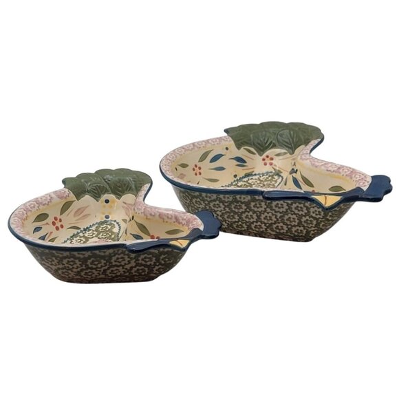 Temp-tations Old World Confetti Chicken Nesting Serving Bowls Set of 2 Farmhouse - Picture 3 of 9